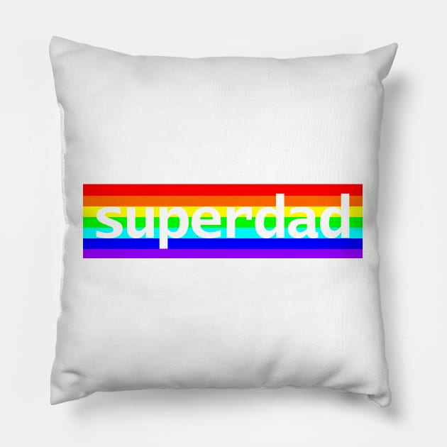 Superdad Typography Dad Rainbow for Fathers Day Pillow by ellenhenryart