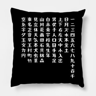 Elementary and Basic Kanji for Japanese Enthusiast T-Shirt Pillow