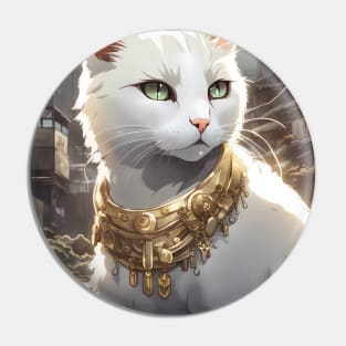 Majestic cat wearing gold Pin