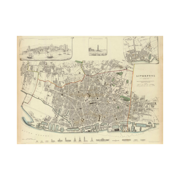 Vintage Map of Liverpool England (1836) - Liverpool Map - Tapice | TeePublic MX