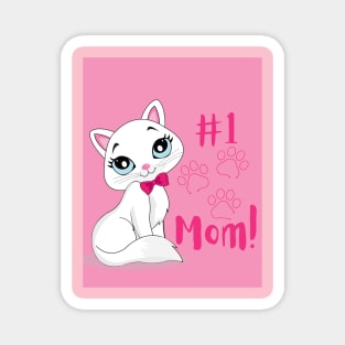 #1 cat mom pink Magnet