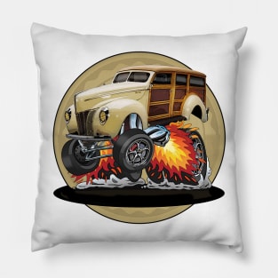 1940 Ford Deluxe Woody Wagon - Hot Rod Pillow