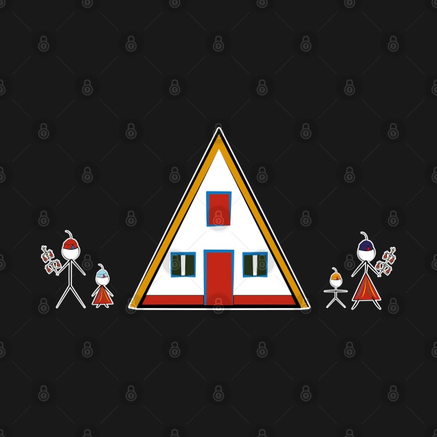 Madeira Island Stick Figure Family inspired by Folklore and Santana House by Donaby