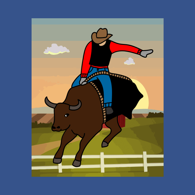 Rodeo Riding On A Bull by flofin