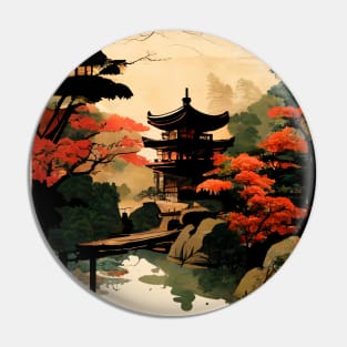 Traditional Japanese Temple Garden Landscape Pin