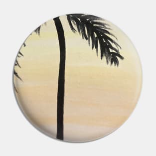 Watercolor Pink yellow orange sky and palm tree watercolour painting Pin