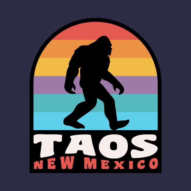 Taos New Mexico Bigfoot Sasquatch Retro Sunset by PodDesignShop