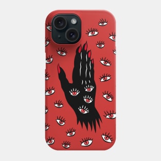 Horror Gothic Hand With Watching Eyes Phone Case