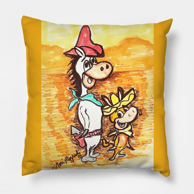 Quick Draw McGraw and Baba Looey Pillow by TheArtQueenOfMichigan 