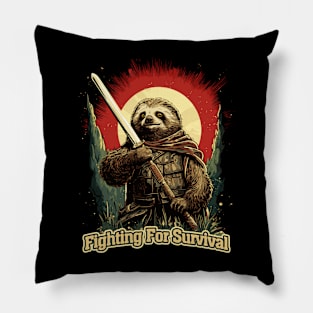 Samurai Sloth - Fighting For Survival - Endangered Species Pillow