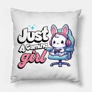 Just a Gaming Girl - Bunny with Headphones Pillow