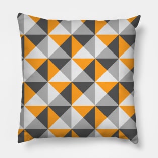 Orange Charcoal Grey White Geometric Triangles Pattern Pillow