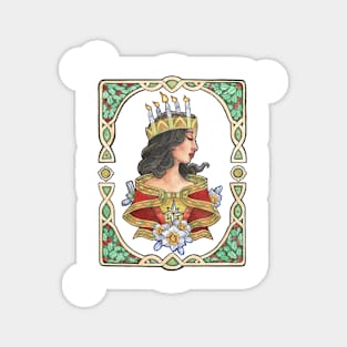 Evergreen Lady Goddess Saint Lucy Inspired Art Nouveau Christmas Spirits of Winter Series Magnet