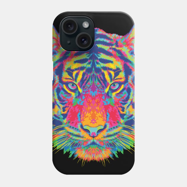 Rainbow Symmetrical Tiger Phone Case by polliadesign