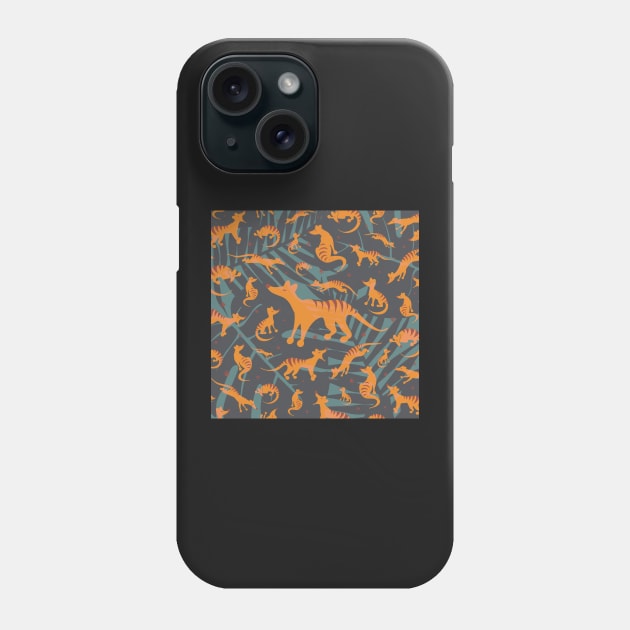 Salted Caramel Tasmanian Tigers Jungle Pattern Phone Case by PurpleMoose