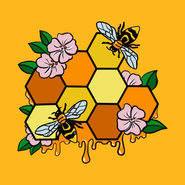 Honeycomb and Bees by noellelucia713