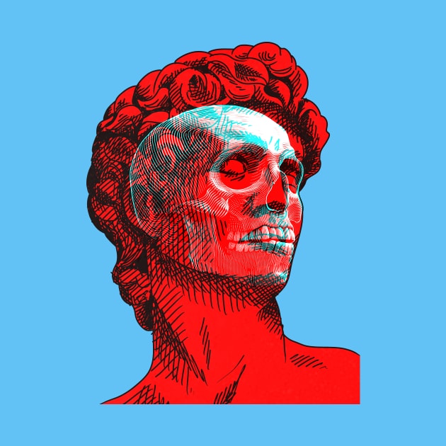David Skull Interactive Red&Blue Filter T-Shirt by RedAndBlue
