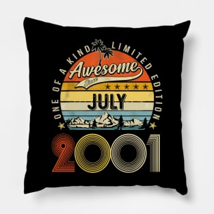 Awesome Since July 2001 Vintage 22nd Birthday Pillow