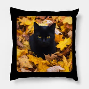 Black Cat in Autumn 1 Pillow