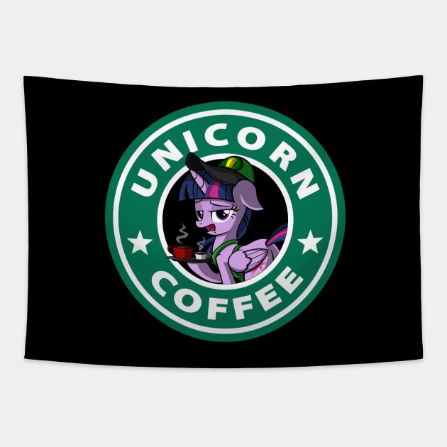 Unicorn Coffee Tapestry by TeeGrayWolf