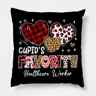 Three Hearts Cupid_s Favorite Healthcare Worker Valentine Pillow