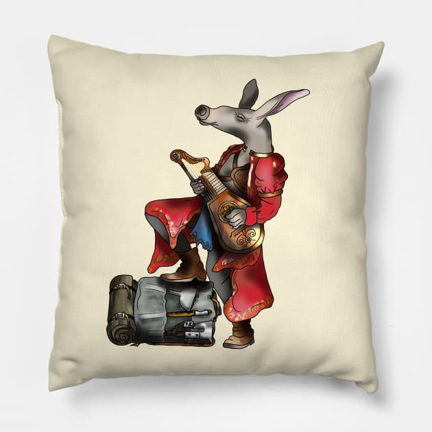 Aardvark lute player Pillow by cuisinecat