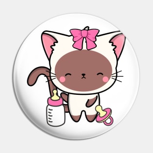 Cute white cat is a baby - girl Pin