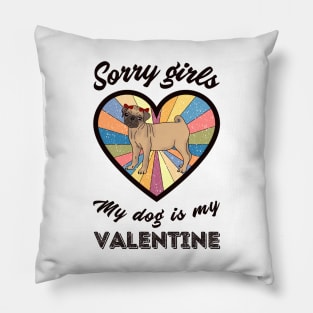 Sorry girls my dog is my Valentine - a retro vintage design Pillow