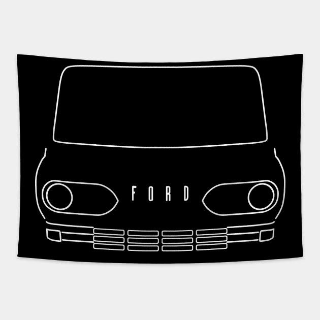 Ford Econoline classic van outline graphic (white) Tapestry by soitwouldseem