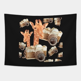 giraffe and camera Tapestry