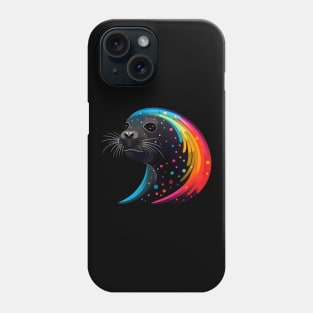 Seal Lover Colorful Rainbow Wave Animals Black Phone Case