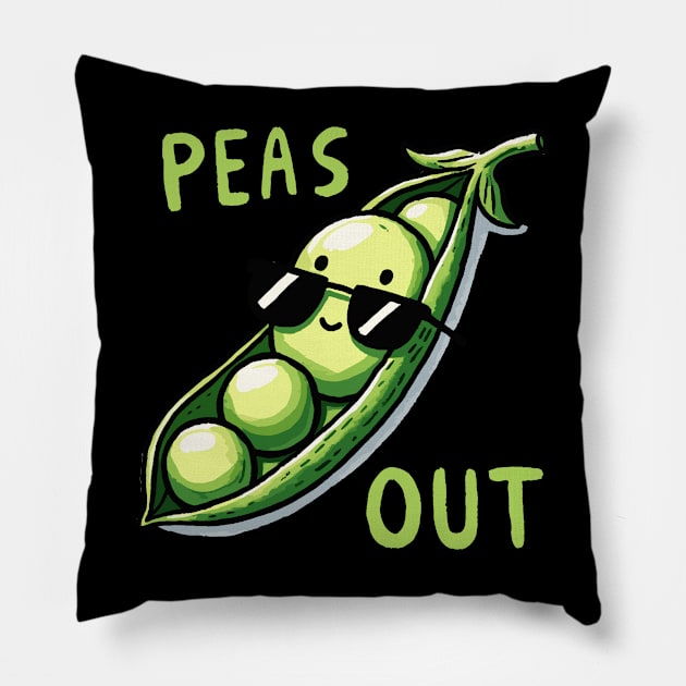 Happy Peas out Peace out Pillow by DoodleDashDesigns