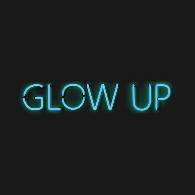 Glow Up - Glowing Blue Neon Sign by wholelotofneon