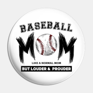 Baseball Mom Shirts Womens Like A Normal Mom But Louder Funny Sayings Tops Short Sleeve Crewneck Casual T-Shirt Pin