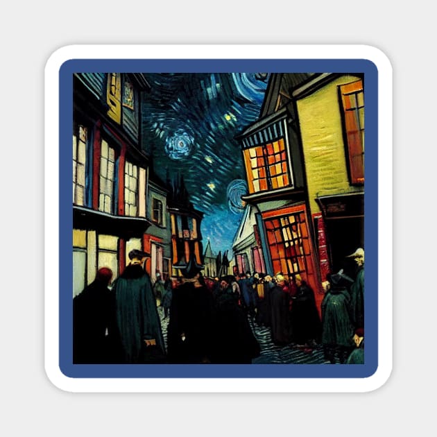 Starry Night in Diagon Alley Magnet by Grassroots Green