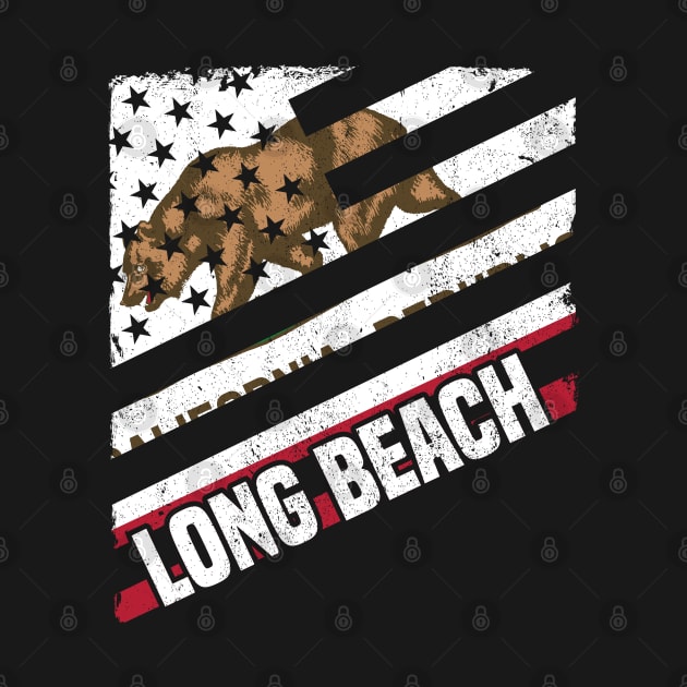 Long Beach California CA Group City Silhouette Flag by jkshirts