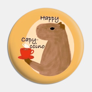 Happy capy-ccino funny capybara Pin