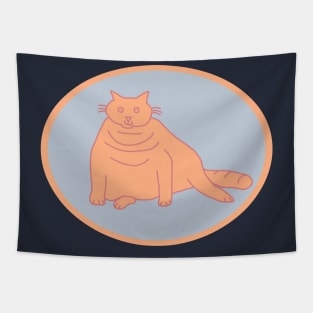 Peach Fuzz Chonk Cat Oval Tapestry