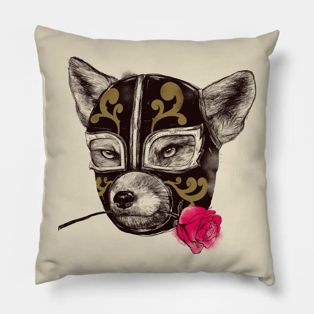 The mask of Zorro Luchador Pillow by Madkobra