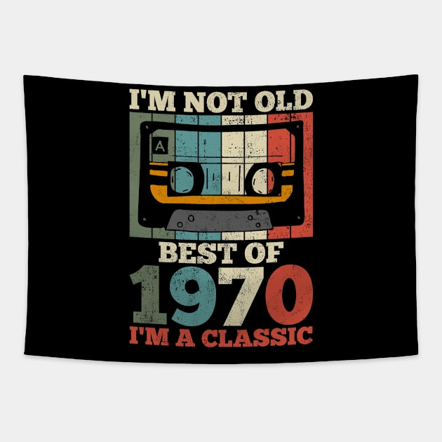 1970 Birthday, Cassette Tape, Retro Tapestry by KAWAIITEE