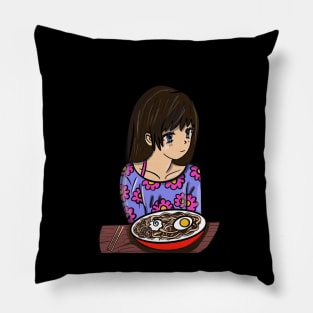 Anime Girl Waiting to Eat With You Pillow