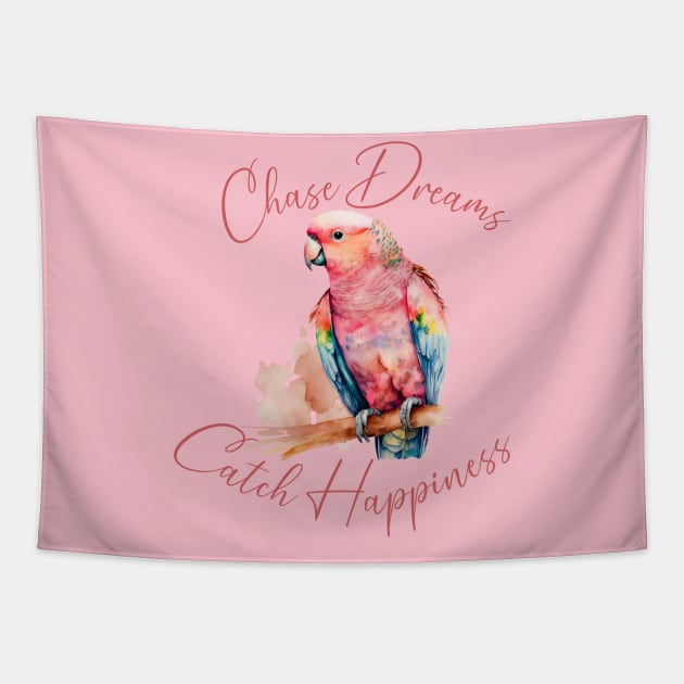 Cute Parrot Quote Tapestry by Happii Pink