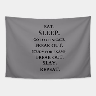 EAT SLEEP GO TO CLINICALS FREAK OUT STUDY FOR EXAMS FREAK OUT SLAY REPEAT Tapestry