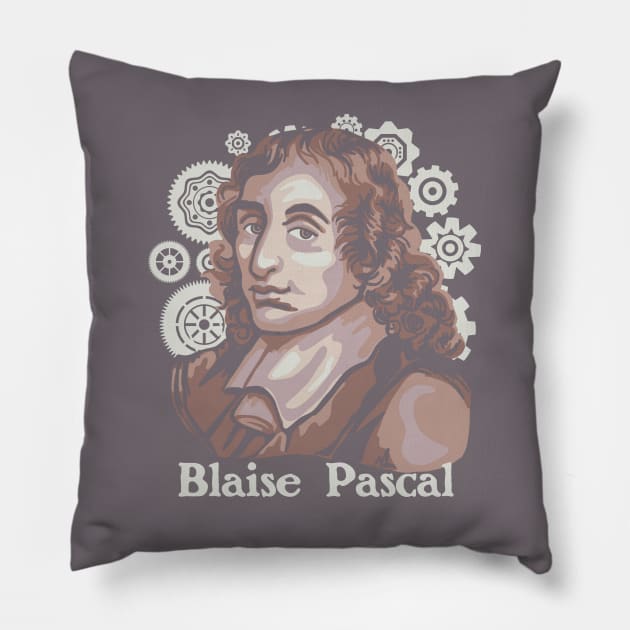 Blaise Pascal Portrait Pillow by Slightly Unhinged