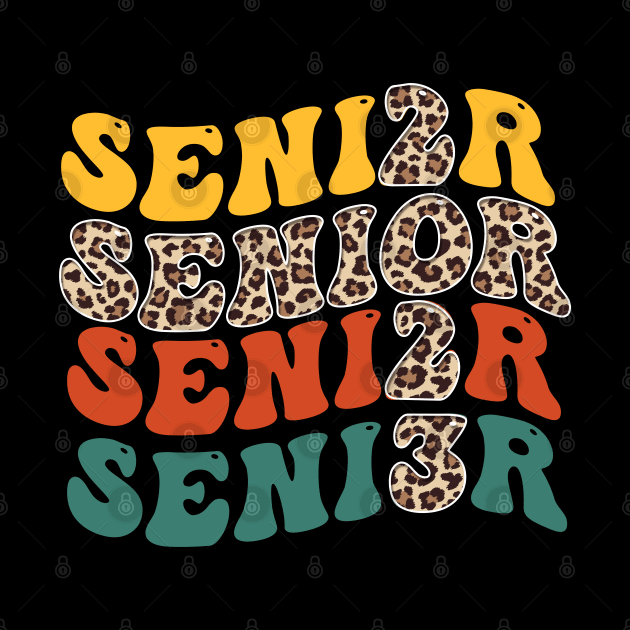 Retro Senior 2023 Class of Seniors Graduation 23 Groovy Leopard by Johner_Clerk_Design