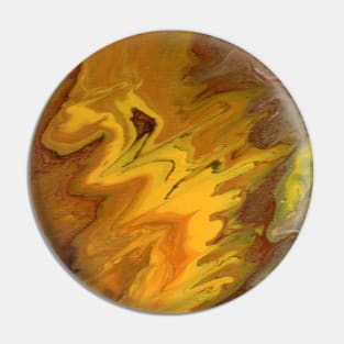Yellow Brown Abstract Painting Pin