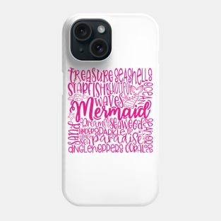Mermaid Word Cloud Pink Phone Case