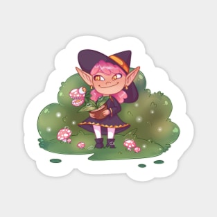 Little witch and her plant pet Magnet