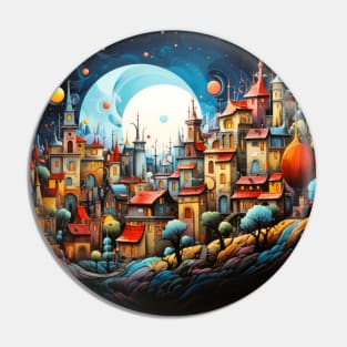 City Landscape Concept Abstract Colorful Scenery Painting Pin