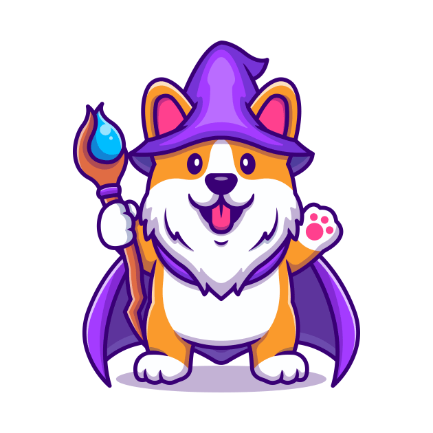 Cute Corgi Dog Wizard With Magic Wand by Catalyst Labs